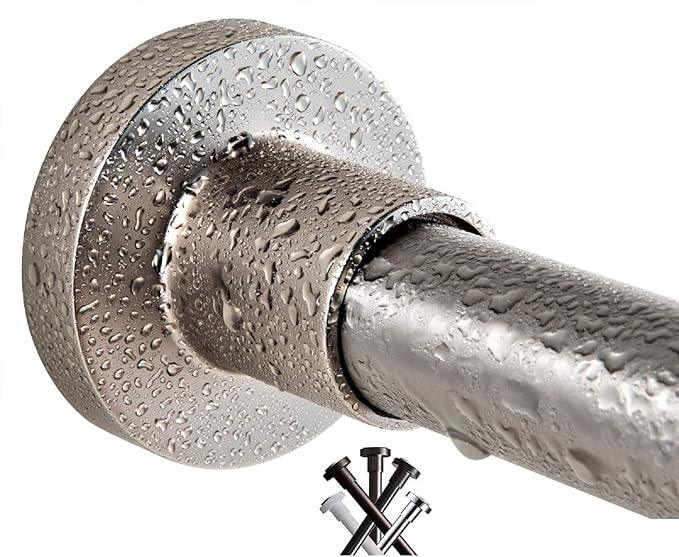 BRIOFOX Tension Curtain Rod 43-73 Inches Brushed Nickel, Rustproof and Non-Slip and Heavy Duty Shower Curtain Rod for Window or Bathroom, 304 Stainless Steel - ModernBath