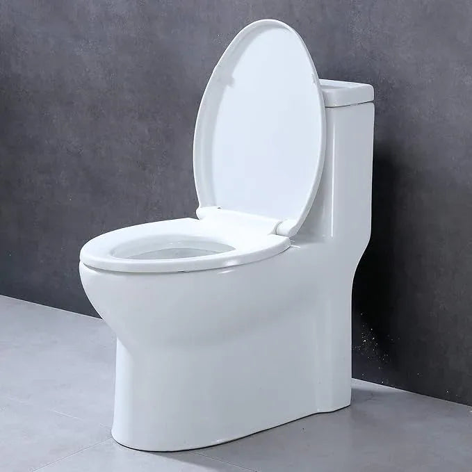 CYRRET Elongated Toilet Seat Slow Close, Easy to Install and Clean, Durable Plastic, White, Replacement Toilet Seats, Fits Standard Elongated, Obling or Oval Toilets - ModernBath