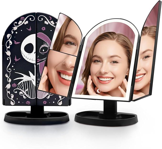 Impressions Vanity Jack and Sally Arch Trifold LED Makeup Mirror for Desk, 3 Way View Foldable Vanity Mirror with Lights with 2X and 3X Magnification, Adjustable Tilt and Soft Touch - ModernBath