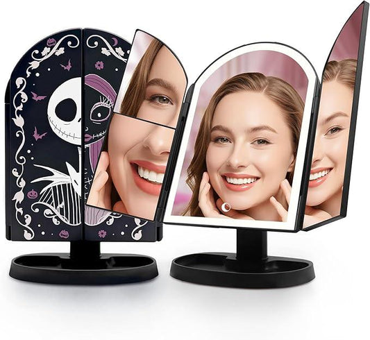 Impressions Vanity Jack and Sally Arch Trifold LED Makeup Mirror for Desk, 3 Way View Foldable Vanity Mirror with Lights with 2X and 3X Magnification, Adjustable Tilt and Soft Touch - ModernBath