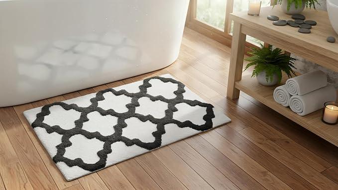 C23 Luxury Bathroom Rugs, Bath Mat - 20"x32" & 16"x24", 2200 GSM Tufted Cotton Bathroom Mat, Ultra-Absorbent Quick Dry Heavyweight Non-Slip Bathmat, Thick Soft Plush Machine Washable Bath Rug - 2 Pack - ModernBath