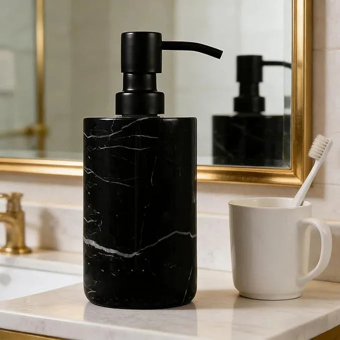 Elegant Black Marble Bath Essentials - Elevate Your Bathroom with Luxurious, Timeless Design,Marble Bath Accessories, Craftsmanship (Soap Pump) - ModernBath