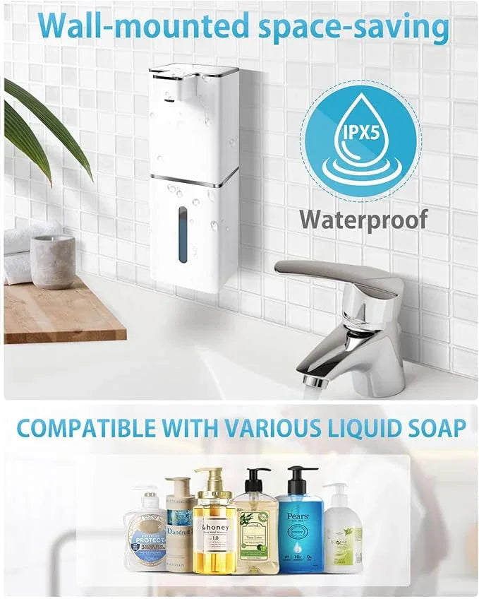 JEMISUN Automatic Liquid Soap Dispenser Touchless Soap Dispenser 380ml/12.8oz Rechargeable, Wall Mounted,4 Levels Adjustable Auto Soap Pump for Bathroom Kitchen Dish Soap - ModernBath