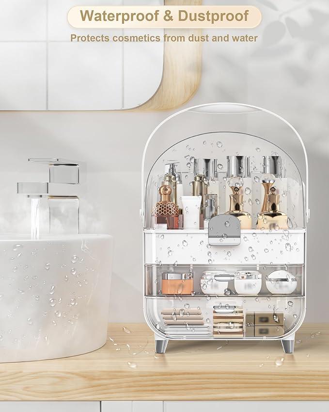 Makeup Organizer Countertop, Skincare Holder Bathroom Counter Organizer, Storage Box Cosmetic Display Cases, Teen Girl Gifts Make up Organizers for Vanity, Dresser (Sliver) - ModernBath