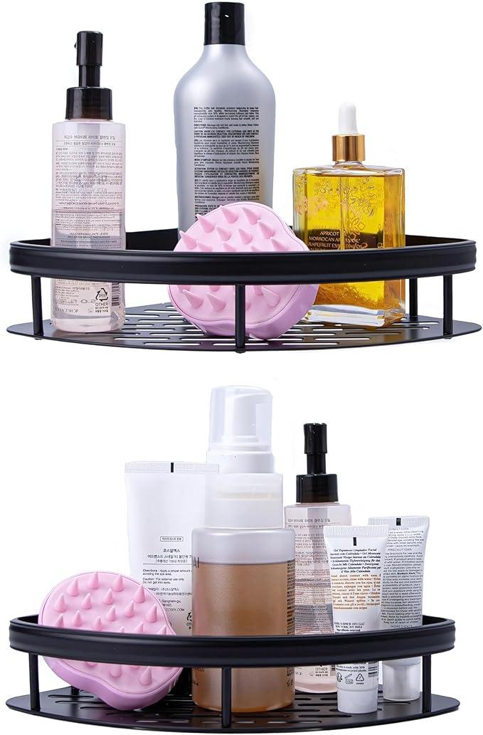 Cadella USA | Corner Shower Shelves | 2-Pack | No Drill Self-Adhesive | Black Bathroom Organizer - ModernBath