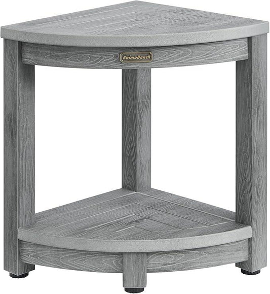 Waterproof Shower Bench for Inside Shower, Gray HDPS Corner Shower Stool for Shaving Legs, Poly Lumber Shower Foot Seat, Plastic Bathroom Shower Bench Seat with Storage Shelf, Non-Slip/No-Maintenance - ModernBath