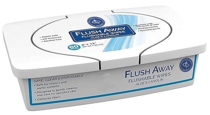 Flush Away Flushable Wipes Made With Aloe and Lanolin (60 Count Tub) PACK OF 3 - ModernBath