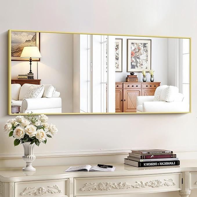 KOCUUY Gold Bathroom Mirror, 20"x48" Rectangle Bathroom Mirror for Wall, HD Tempered Glass, Anti-Rust Frame, Modern Design for Bathroom, Bedroom, Living Room, Entryway - ModernBath
