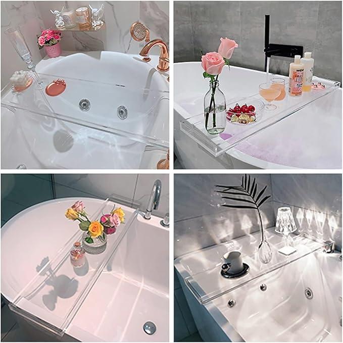 Clear Acrylic Bathtub Tray – Waterproof & Stylish Bath Caddy | Luxury Tub Tray for Relaxation (29.9" x 7.87" x 1.18") - ModernBath