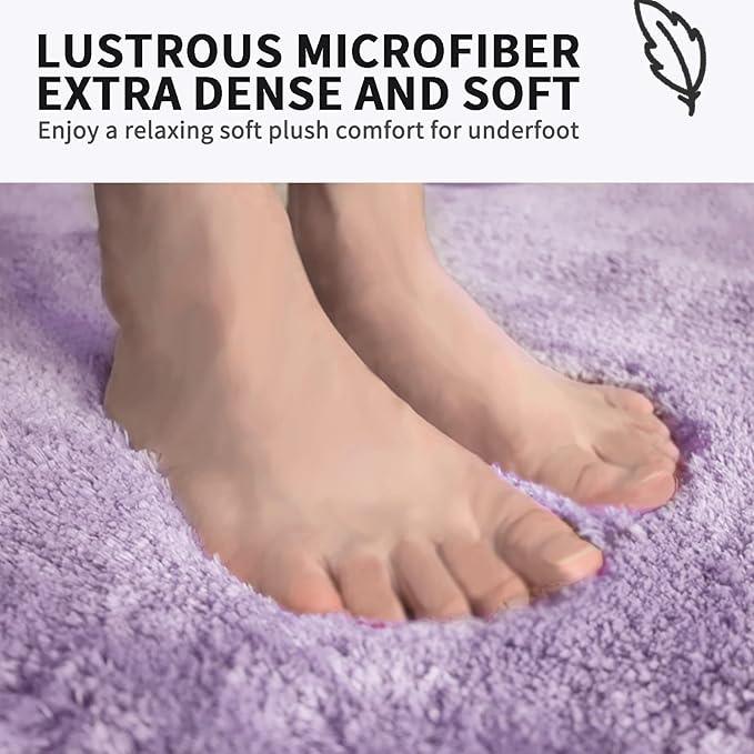 FIFU Bathroom Rugs 17" W x 24" L, Bath Mat for Bathroom, Bedroom, Laundry Room & Kitchen, Non-Slip Rubber Latex Backing, Extra Soft and Absorbent Microfiber Carpet, Machine Washable Rug, Lavender - ModernBath