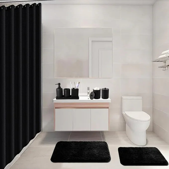 21 Pcs Bathroom Accessory Set with Waterproof Shower Curtain and Non Slip Mat,Resin Bath Set with Toothbrush Holder and Lotion Soap Dispenser,Bathroom Countertop Organizer Set for Home Apartment - ModernBath