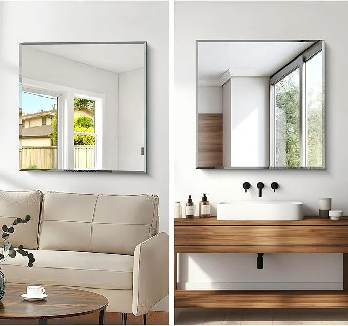 CILIBER Beveled Mirror, 30x30 inch Square Bathroom Mirrors for Wall, Upgraded Shatterproof Frameless Vanity Mirror Over Sink with Beveled Edge for Bathroom,Bedroom,Living Room and Entryway - ModernBath