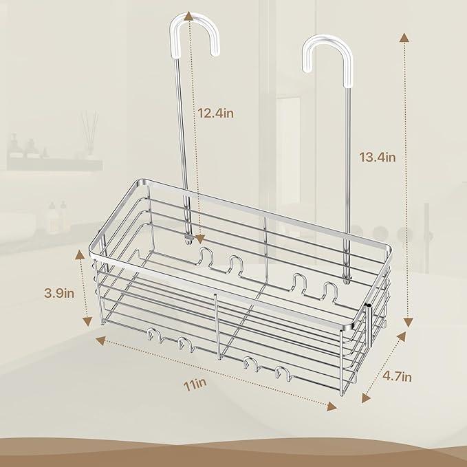 DELLAN Hanging Shower Organizer, Shower Rack with Hooks Over the Door, Bathroom Shower Caddy and Basket - ModernBath