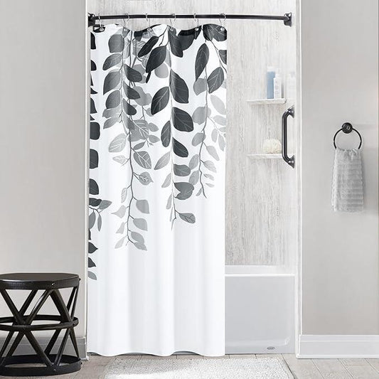 BOODII Grey Stall Size Shower Curtains 36x72 inch Spring Eucalyptus Shower Stall Curtain for Bathroom Slub Texture Bath Curtain Floral Leaves Botanical Set Natural Bathroom Decor - ModernBath