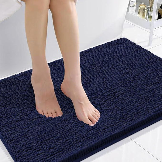 Smiry Luxury Chenille Bathroom Rugs 36x24, Extra Soft and Absorbent Shaggy Bath Mat, Machine Washable, Non-Slip Plush Carpet Runner for Tub, Shower, and Floor, Home Decor Accessories, Navy Blue - ModernBath