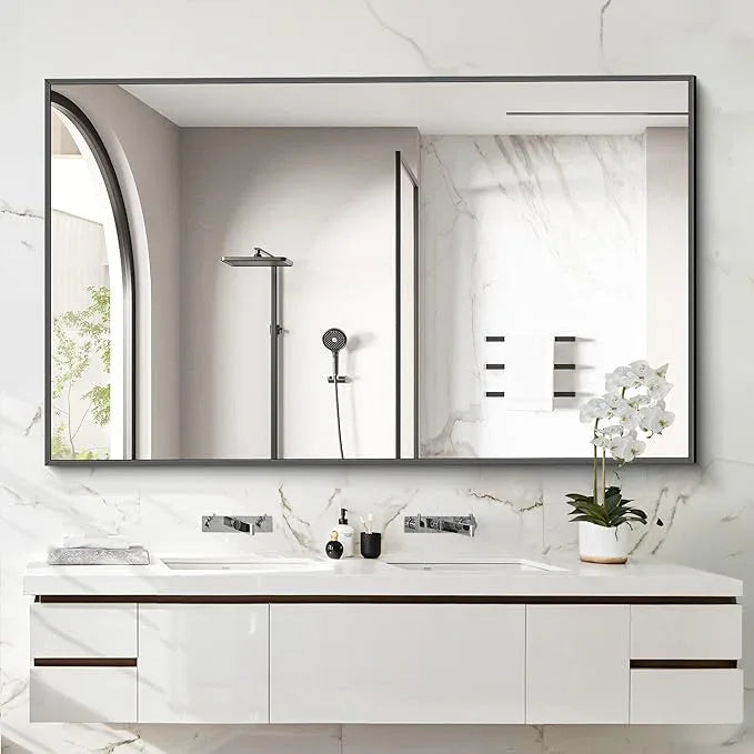 COFENY 40x60inch Black Bathroom Mirror, Black Rectangle Mirror with Frame, Large Rectangular Wall Mirrors for Bathroom, Living Room, Hair Salon, Big Farmhouse Mirror Hang Horizontal/Vertical - ModernBath