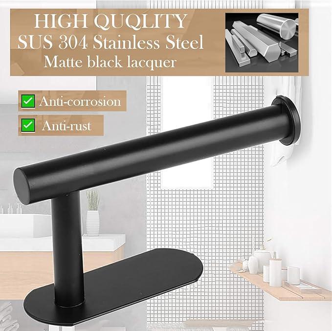 Toilet Paper Holder - Self Adhesive Toilet Paper Holder Wall Mount for Bathroom, SUS 304 Stainless Steel Command Strip Toilet Paper Roll Holder Stick On Wall, No Drilling - Matte Black - ModernBath