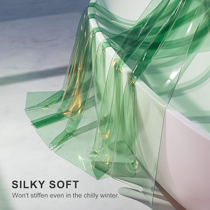 AmazerBath Heavy Duty Shower Curtain and Liner 2-in-1, 100% EVA Luxury Soft Clear Mint Green Shower Curtain Liner, 72x72 Plastic Weighted Shower Curtain, 12 Rustproof Grommets & 3 Heavyweight Stones - ModernBath