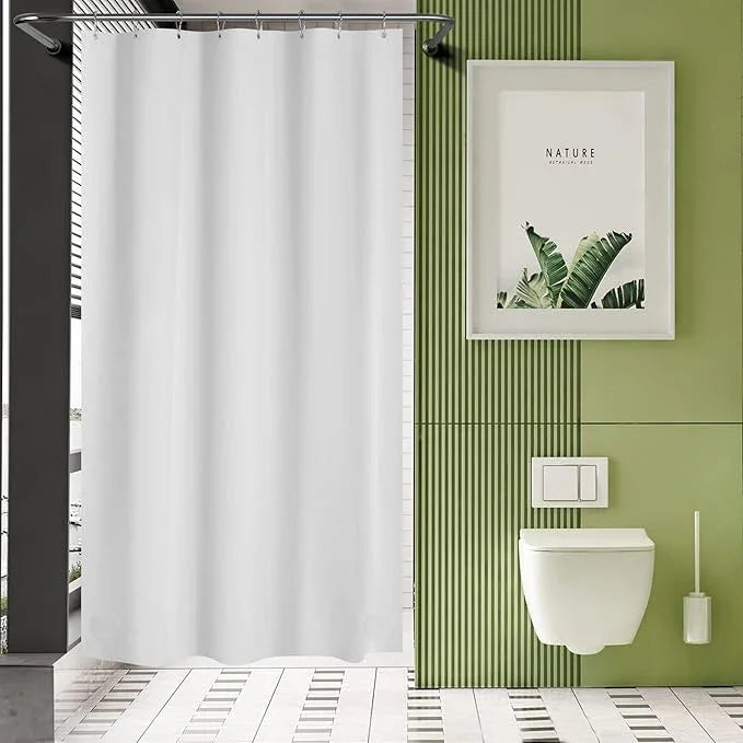 AmazerBath 48x72 Shower Curtain Stall, PEVA White Heavy Duty Shower Curtain with 2 Weighted Stones and 8 Grommet Holes - ModernBath