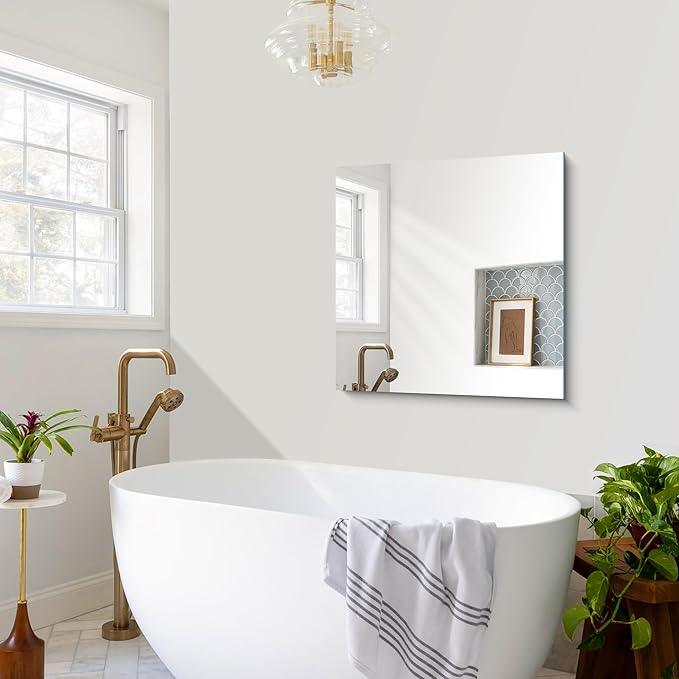 CILIBER 30x30 inch Frameless Bathroom Mirror, Square Frameless Mirrors for Wall, Upgraded Shatterproof Vanity Mirror 3mm Tempered Glass Lightweight Design for Bathroom Bedroom Living Room and Entryway - ModernBath