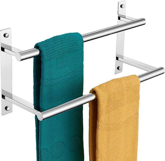 KOKOSIRI Bathroom Towel Racks 16 Inch Double Towel Bars Bath Towel Holder Towel Storage Towel Shelves Wall Mount Stainless Steel Polished Chrome B5010CH-L16 - ModernBath