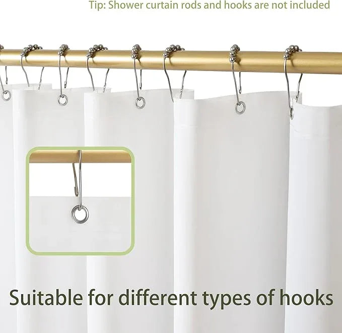 Poposa Shower Curtain Liner, 72" x 72", Waterproof, Transparent, PEVA, Non-Toxic, Odorless, Rust-Proof Metal Rings, 5 G White - ModernBath