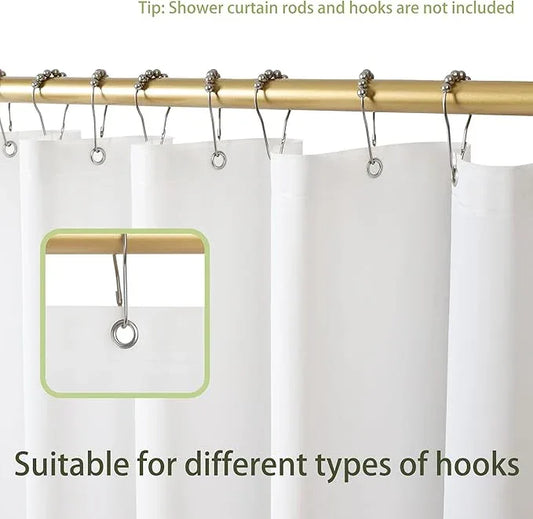 Poposa Shower Curtain Liner, 72" x 72", Waterproof, Transparent, PEVA, Non-Toxic, Odorless, Rust-Proof Metal Rings, 5 G White - ModernBath