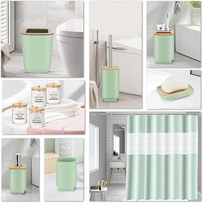 IMAVO Bathroom Accessories Set,Green Bathroom Set,11 Pieces Bathroom Accessory Set,Trash Can for Bathroom Accessories Décor and Housewarming Gifts - ModernBath
