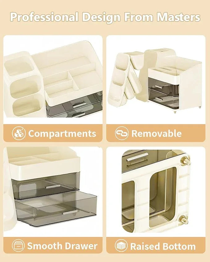 Anylady Makeup Organizer with Drawers, Skincare Organizer (Large Size Thick), Storage Box Cosmetic Display Cases, Make up Organizers for Vanity, Dresser, Desk, Kitchen, Countertop (cream) - ModernBath