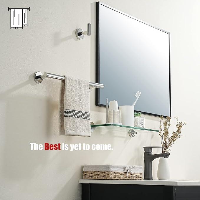 JQK Chrome Towel Bar, 15 Inch 304 Stainless Steel Thicken 0.8mm Towel Rack Bathroom, Towel Holder Polished Finished Wall Mount, Useable Length 12 Inch, TB110L12-CH - ModernBath