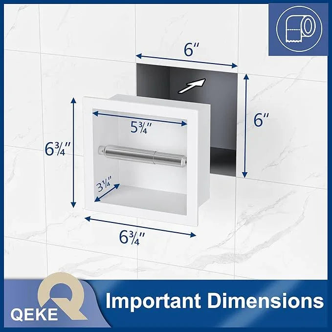 Toilet Paper Holder, SUS 304 Stainless Steel Recessed Toilet Paper Holder Built-in, in Wall Toilet Paper Wall Holder for Bathroom, Matte White - ModernBath