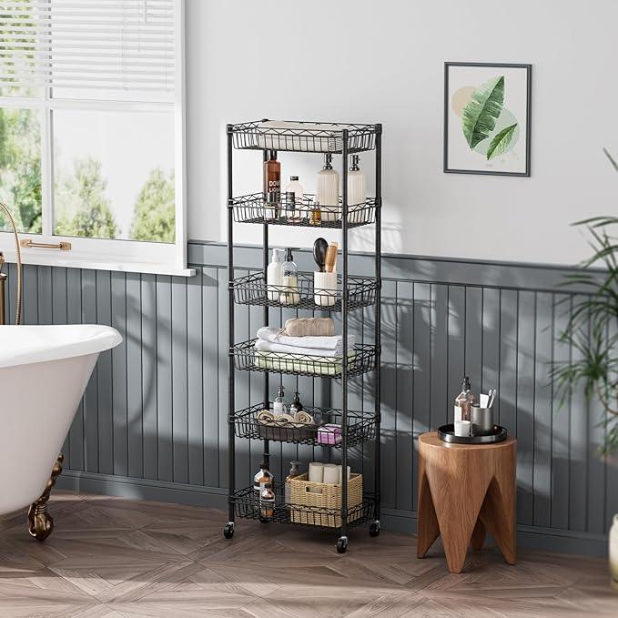 SINGAYE Shelf Closet Wire Shelving：Adjustable Metal Unit for Laundry Room Organization Bathroom Kitchen Home Storage with Wheels Pantry Rack Shelves - ModernBath
