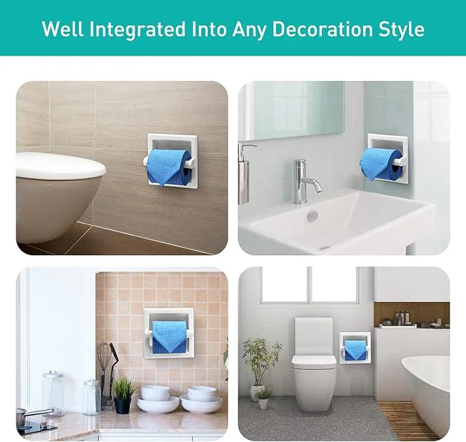 Recessed Toilet Paper Holder White - Bathroom Toilet Tissue Holder Wall Mount Recessed Toilet Paper Roll Holder Stainless Steel - ModernBath