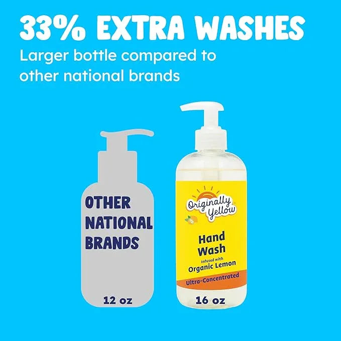 Originally Yellow Plant-Based Hand Soap All Natural Infused with Organic Lemon | Gentle Natural Hand Soap | Pet & Baby-Safe Soap, 16 Fl Oz (3-Pack) - ModernBath