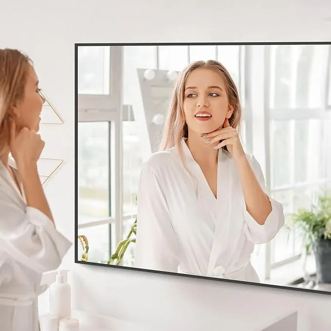 COFENY Black Bathroom Mirror for Wall, 30x48 Inch Rectangle Mirrors with Metal Frame, Modern Vanity Wall Mirror Decor for Bathroom Living Room, Entryway Hangs Horizontal or Vertical - ModernBath