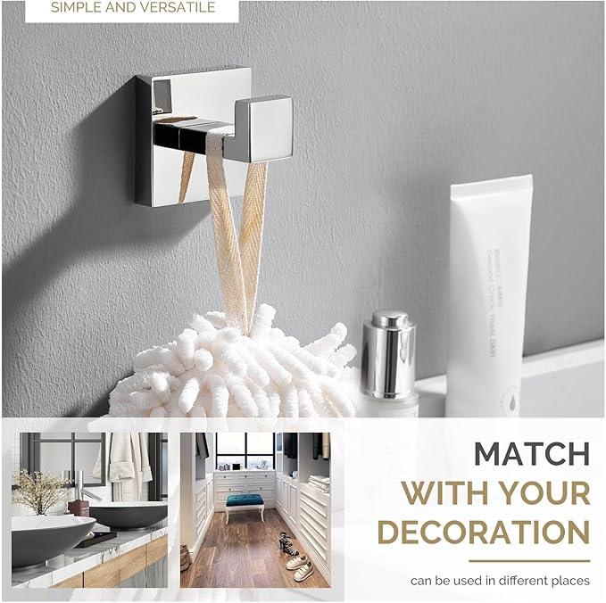 Angle Simple Towel Hook for Bathroom, SUS 304 Stainless Steel Shower Bath Towel Robe Hanger, Wall Coat Hook, Polished Chrome - ModernBath