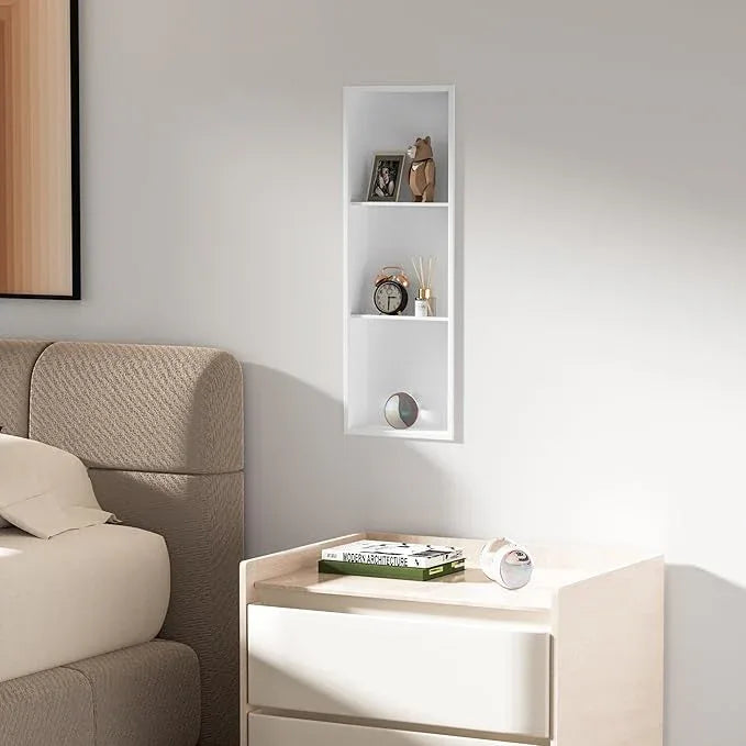 Qeke Stainless Steel Shower Niche 12" X 36", No Tile Needed Wall Niche Three-Tier, Recessed Shower Shelf for Bathroom Storage, Matte White - ModernBath