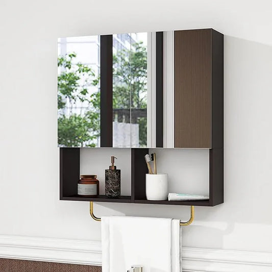 Wall Mounted Storage Cabinet with Mirror & Adjustable Shelves- Bathroom Medicine Cabinet with Towel Bar for Bathroom, Laundary, Enterway,Bedroom - ModernBath