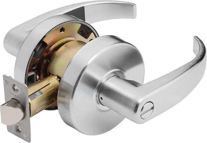 Dynasty Hardware Spartan Design Privacy Door Lock Lever Lockset, ADA Compliant, Grade 2 Heavy Duty Handle for Bathroom, Satin Chrome Finish, Model SPA-20-26D - ModernBath