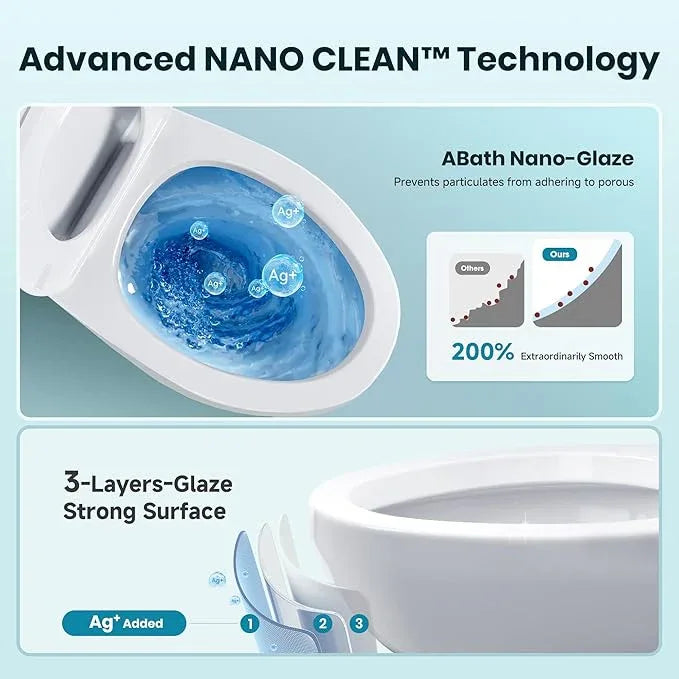 Two Piece Toilets for Bathrooms, Elongated Toilet with 17" Chair Height Soft Close Seat, 1.27 GPF Power Flush, Nano Self-Cleaning Glaze, WaterSense/1000g Map Certified, White ADA toilet 12" Rough In - ModernBath