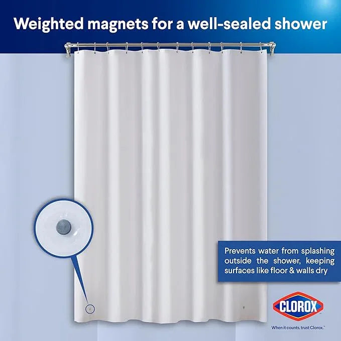CLOROX Shower Curtain Liner, Premium Medium-Weight Durable Waterproof 6g PEVA for Bathroom with Weighted Magnets, Extra Long 72" x 78", Frosty 1 Pack - ModernBath