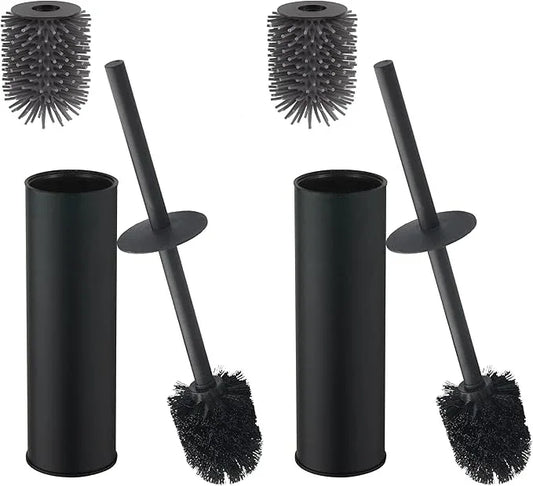 Toilet Brush and Holder,Stainless Steel Toilet Brushes for Bathroom with Holder 2pack Black - ModernBath