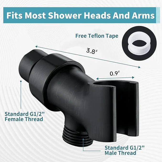 BRIGHT SHOWERS All Metal Handheld Shower Head Holder, Adjustable Shower Arm Mount with 360 Degree Rotatable Brass Ball Joint and Hose Connector, Universal Wall Hook Bracket, Oil Rubbed Bronze - ModernBath