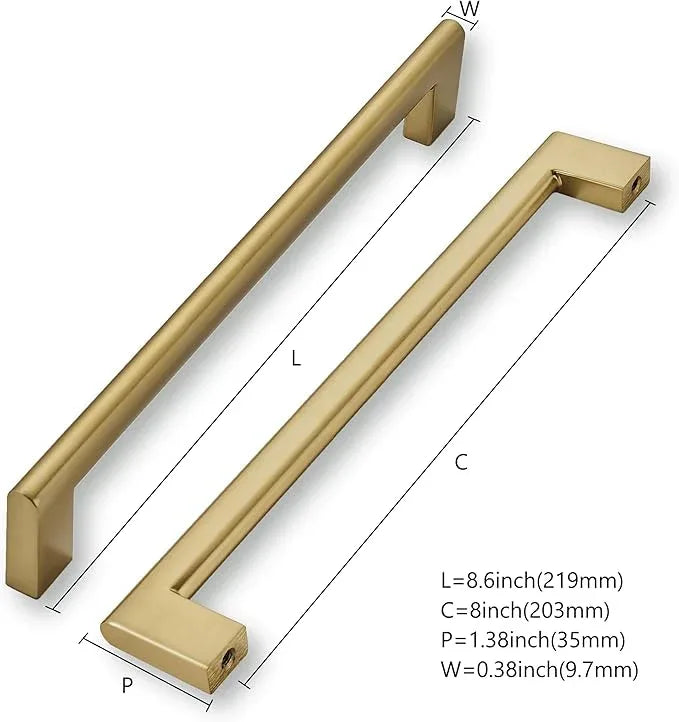 khtumeware 8 Inch Hole Center 6 Pack,Champagne Bronze Cabinet Pulls Heavy Duty Solid Satin Brass Kitchen Drawer Handle Antique Cabinet Hardware for Bathroom, Drawer, Cabinet - ModernBath