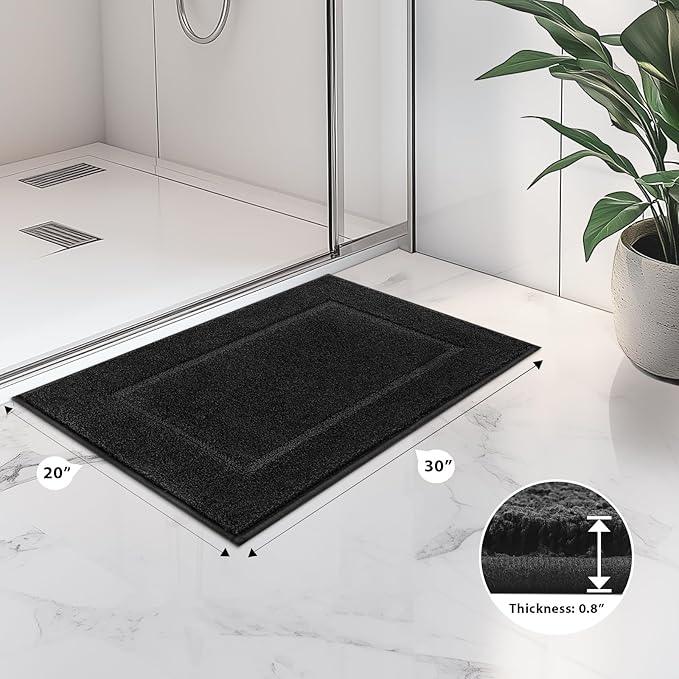 anllugs Bathroom Rugs 20" x 30", Non-Slip Extra Soft Absorbent Bath Rugs, Machine Washable Quick Dry Bath Mats for Bathroom Floor, Shower, Bathtub and Sink, Black - ModernBath