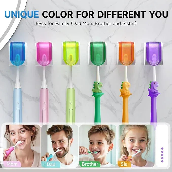 Toothbrush Holders for Bathrooms【Upgrade Single Slot Design】 Toothbrush Holder Wall Mounted with Cover Moisture-Proof and Dust-Proof Toothbrush Storage Organizer for Shower Family and Travel 6PCS - ModernBath