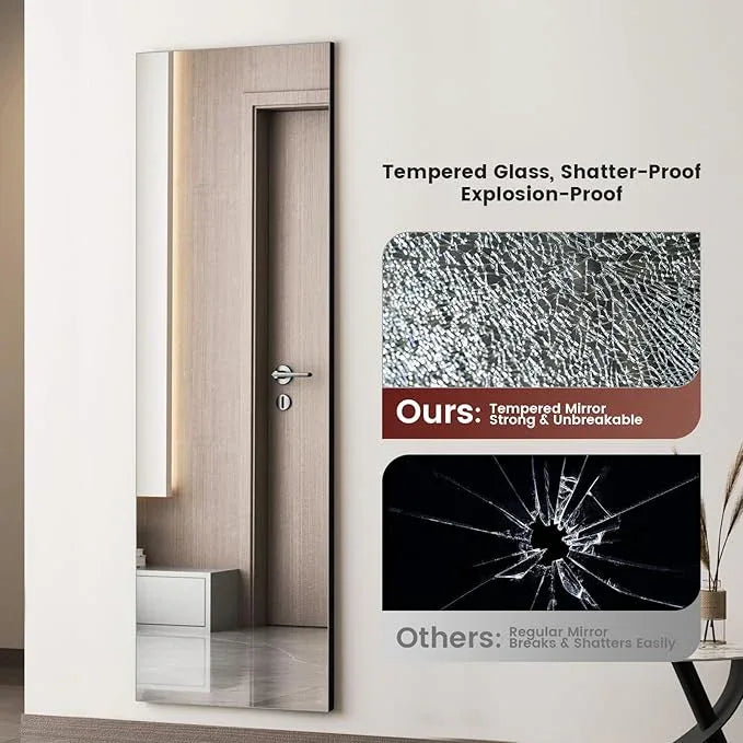 Kosmonia 71x28 Frameless Full Length Silver Coating Mirror w/Distortion Free, HD Reflection &Anti Desilvering, Tempered Glass & Shatter Proof Film Doubling Safety, Easy Setup w/Stand, Wall/Standing - ModernBath