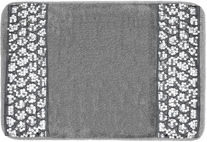 Zahari Home Sinatra Modern Bathroom Rug Classic Luxury Bath Rug Contemporary Decor Silver Bath Mat for Shower Unique Design Stylish Bathroom Rug Bath Shower Tub Decor Bling Silver - ModernBath
