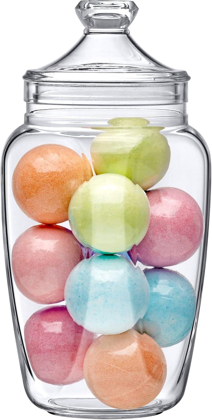 Amazing Abby - Eleanor - Plastic Bathroom Canister (60 oz), Acrylic Apothecary Jar for Vanity, BPA-Free and Shatter-Proof, Great for Bath Sponges and Shower Balls (NOT Glass) - ModernBath