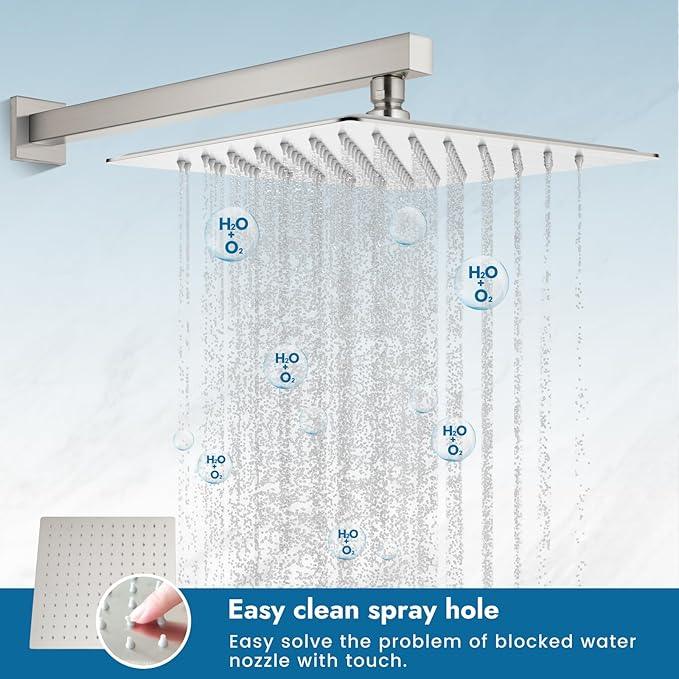 Cinwiny Shower Faucet Set,Shower Head and Handle Set with Valve,Single Handle,Wall Mount 10 Inch Showerhead for Modern Bathroom,Brushed Nickel - ModernBath
